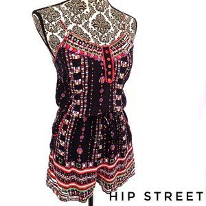 ULTRA PINK Spaghetti Strap Elastic Waist Tribal Print Romper S